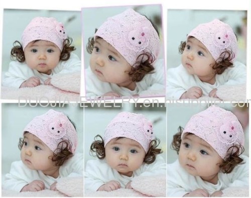 Lovely Lace Baby Headband with wig rabbit shape Baby headband,Baby Hair Band,Children Hair Accessories 