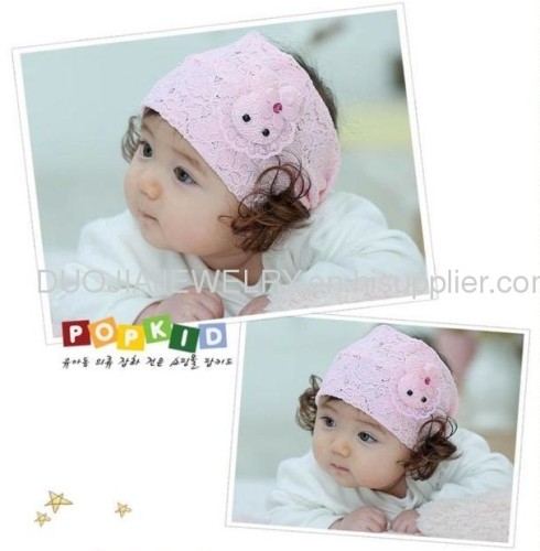 Lovely Lace Baby Headband with wig rabbit shape Baby headband,Baby Hair Band,Children Hair Accessories 