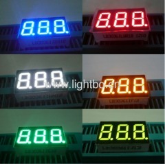 Ultra Blue,White,Green,Red and Amber 3 digit 0.36 inch 7 segment led display used for temperature indicators