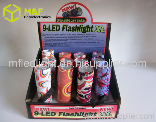 High power 9LED aluminum flashlight aaa battery