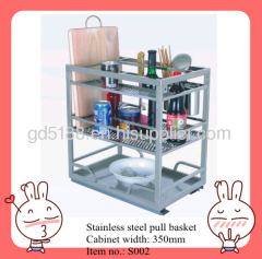 Stainless steel pull out basket with soft closing slides