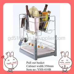 Pull out basket with tray with slides with holder brackets