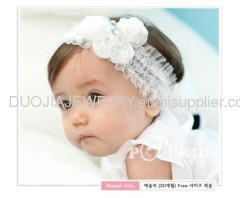 Handmade Lace Baby Headband Baby hair band with flower white color Children hair accessories, Children hair Ornament