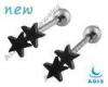 Fashion Black Anodized Star Tongue Piercing Barbell / Star Tongue Rings For Anniversary