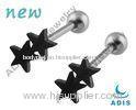 Fashion Black Anodized Star Tongue Piercing Barbell / Star Tongue Rings For Anniversary