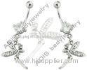 Dragonfly Surgical Steel Alloy 14G Gem Dangle Belly Ring / Body Jewelry For Navel Piercing