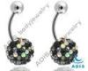 Banana Navel Cz Stone Crystal Surgical Steel Disco Ferrido Ball / Belly Piercing Jewelry