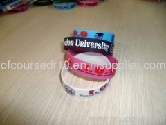 custom wide silicone wristband/bracelet filled in colors golw at night