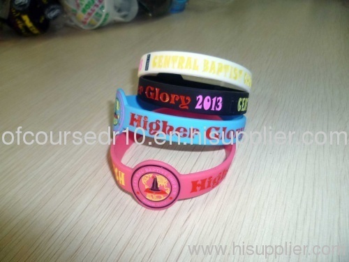 custom debossed silicone wristband 3 colors fill in promotion gift glow at night silicone bracelet