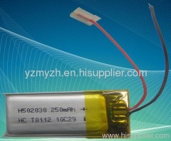 3.7V 250mAh Lithium Battery for MP3/MP4/Bluetooth
