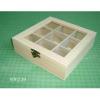 Wooden tea bag box with 9 dividers, hinged and clasp