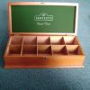 Solid pine wood tea box, varnished finish