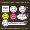 Custom Tamper Evident Breakable Labels Warranty VOID If Seal Is Broken Destructible Labels