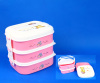 3 Layers Plastic Lunch Box With Handle and Spoon