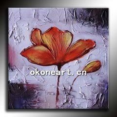 Handmade decorative abstract purple flower oil painting