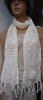 acrylic ladies knitted winter scarf with crochet flower
