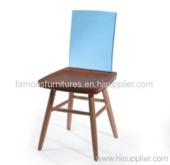 Simple ash wood acrylic seat back side dining chairs reception room chairs
