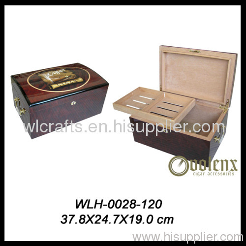 Superior Antique Custom Wooden Cigar Humidor Box with a Tray