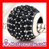 Cheap Pave Lights With Black Crystal Silver european Beads China
