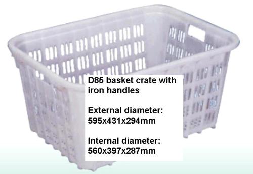 D85 basket crate with iron handles