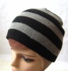 Acrylic strip doubel layer knitted winter hat