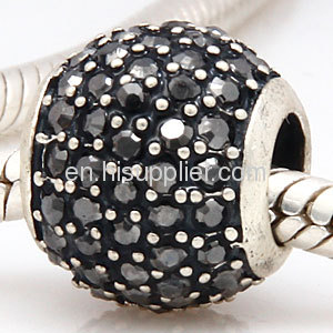 european Style Black Swarovski Crystal Silver Beads And Charms Sale