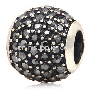 european Style Black Swarovski Crystal Silver Beads And Charms Sale