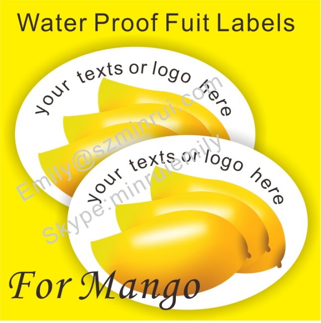 Custom Adhesive Water Proof Removable Colorful Fruits Labels with Your Custom Design,Logo and Company Name