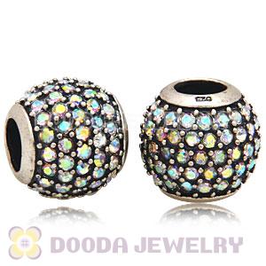 2013 european Sterling Silver Crystal AB Pave Lights With Crystal AB Austrian Crystal Charm