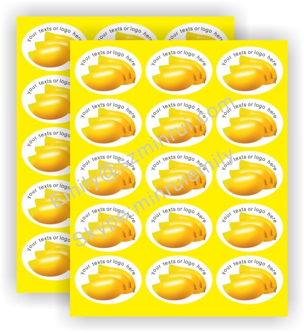 Custom Adhesive Water Proof Removable Colorful Fruits Labels with Your Custom Design,Logo and Company Name