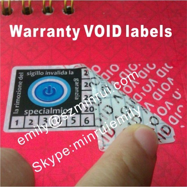 Custom White Warranty VOID Labels With Dates And Custom Designs