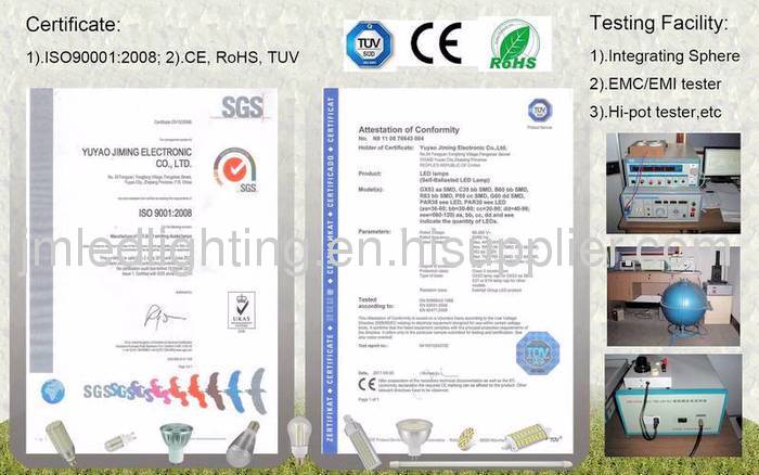 ce rohs certificated p55 led light bulb 5w 450lm