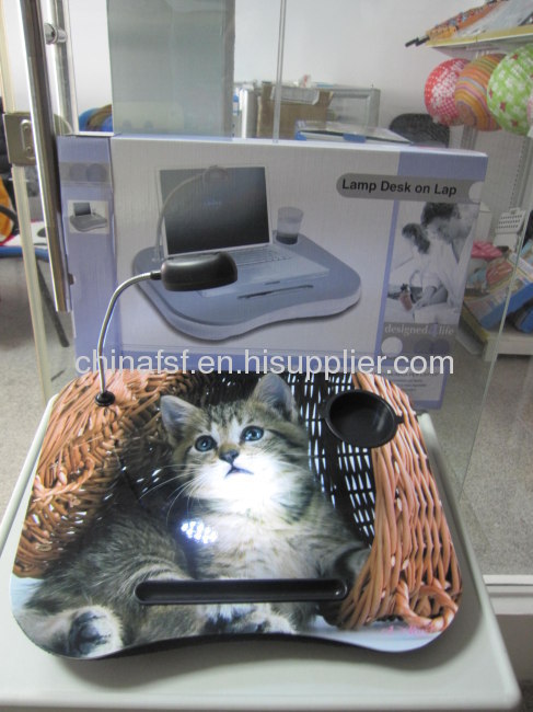 Cat design for laptop traylaptop table with led light laptop cushion