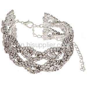 Cheap Trendy Costume Jewelry Bling Pave Crystal Chain Bracelet