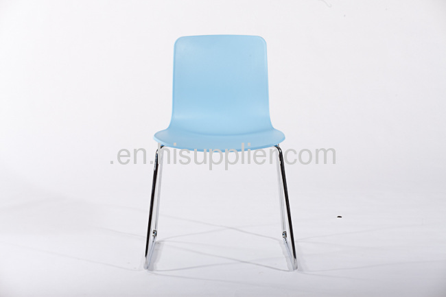 PP chrome steel base stackable ergonomic seating hal sled base side chairs 