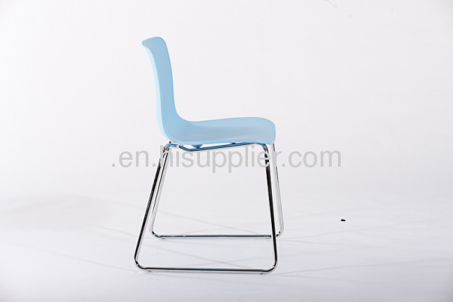 PP chrome steel base stackable ergonomic seating hal sled base side chairs 