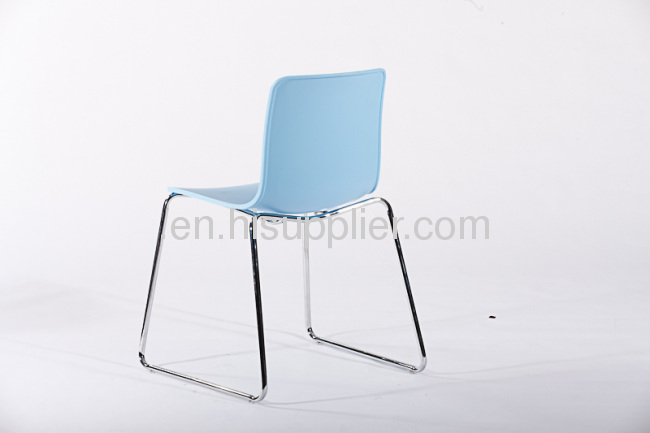 PP chrome steel base stackable ergonomic seating hal sled base side chairs 
