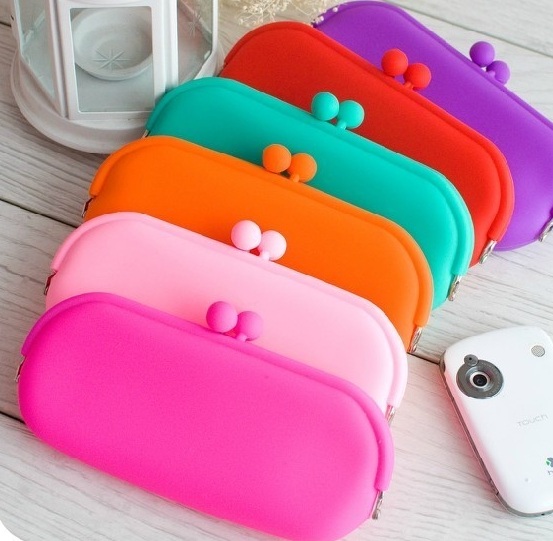 Silicone gel Pouch Purse Wallet Glasses Cellphone key Coin Bag Case