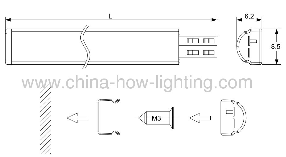 0.9W Slim LED Strip Cabinet Light with 3528SMD