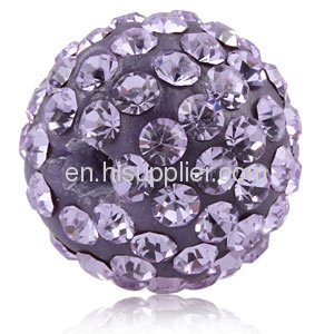 Handmade 12mm Lavender Shamballa Disco Crystal Pave Ball Beads