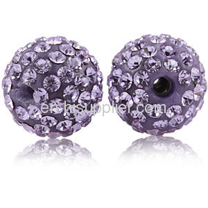 Handmade 12mm Lavender Shamballa Disco Crystal Pave Ball Beads