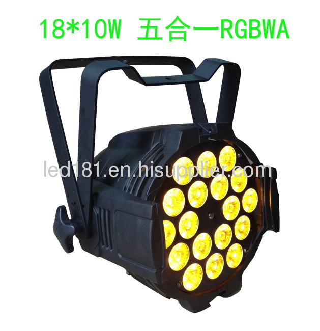 18x10W Rgbwa 5in1 Multi Color Die-Casting LED PAR Zoom Stage Light 