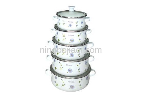 5pcs flowers enamel bowl set 