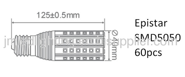 9.5w corn led lamp 1000lm e27 125mm