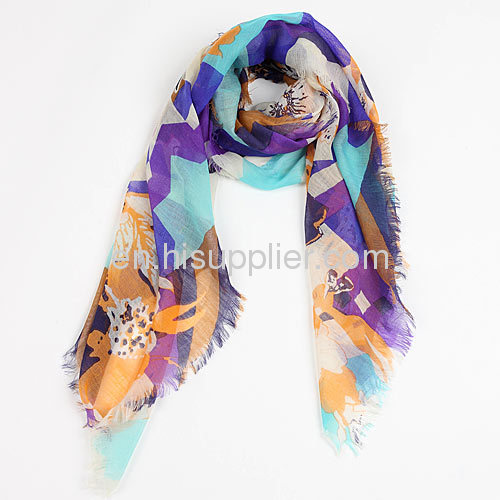 100% Cashmere Wool Textile Printing Large Square Scarves 