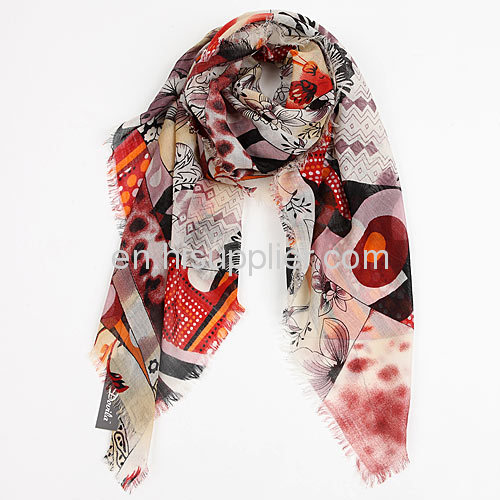 100% Cashmere Wool Textile Printing Large Square Scarves 