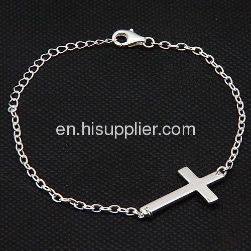 Wholesale 925 Sterling Silver Sideways Cross Bracelet Jewellery 2013