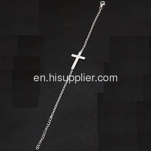 Wholesale 925 Sterling Silver Sideways Cross Bracelet Jewellery 2013