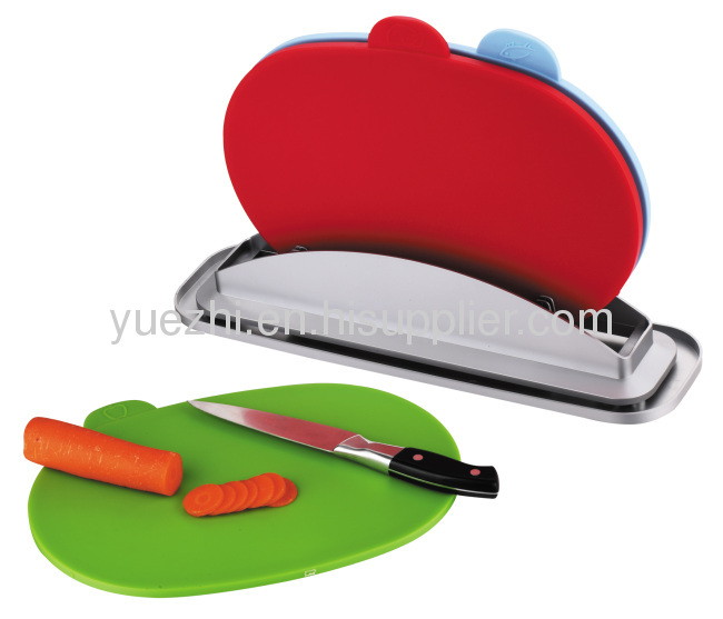 oval shape 3pcs index chopping board with water pan 