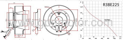 Heat Exchanger Ventilation system 230V Small EC Centrifugal Fan impeller design with temperature control-RB3G250